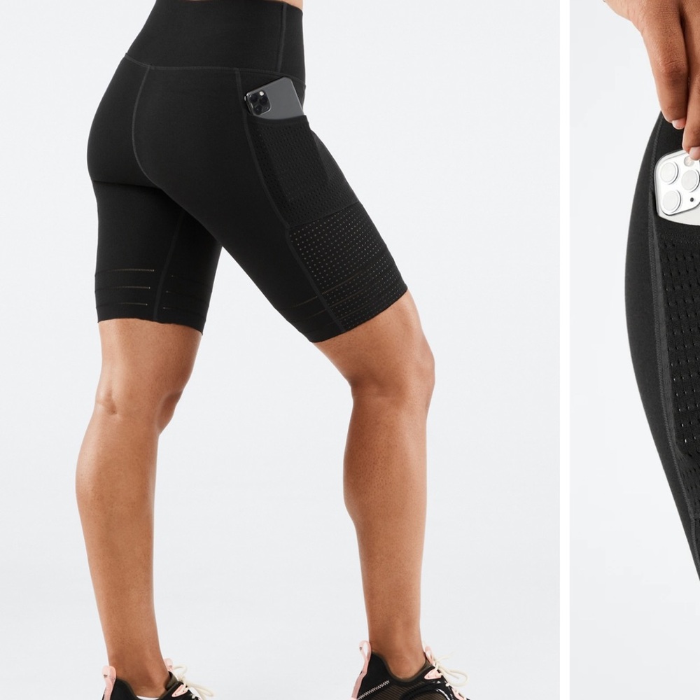 Fabletics Black Bike Shorts High-Waisted Performance